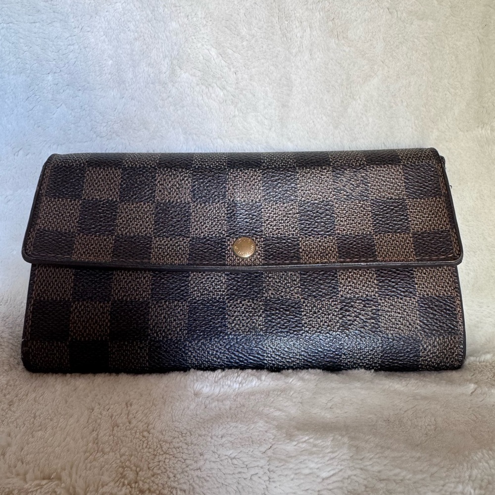 Louis Vuitton Damier Ebene Canvas Wallet VGUC w/LV Dust Bag (not shown)